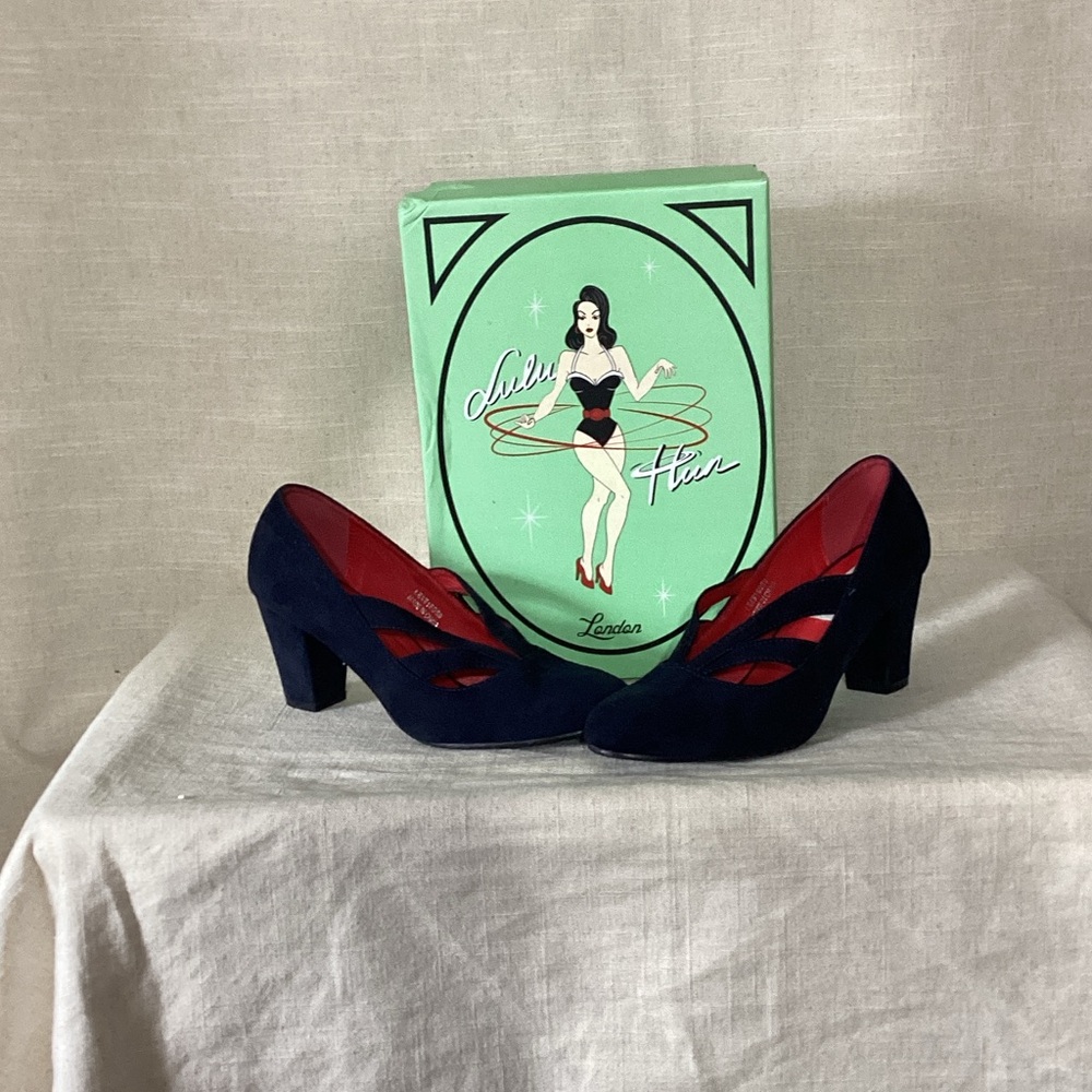 Navy Suede Cutout Pump -